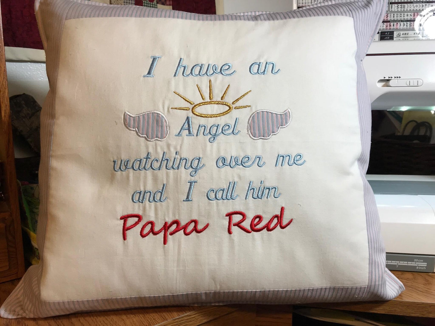 Embroidered memory pillow